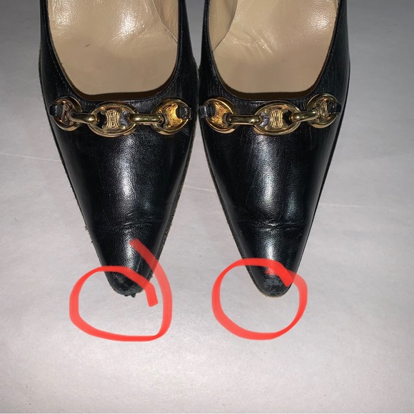 CÉLINE size 36B black calfskin leather PUMPS w/14k gold plated Macadam CHAINLINK - Picture 11 of 12